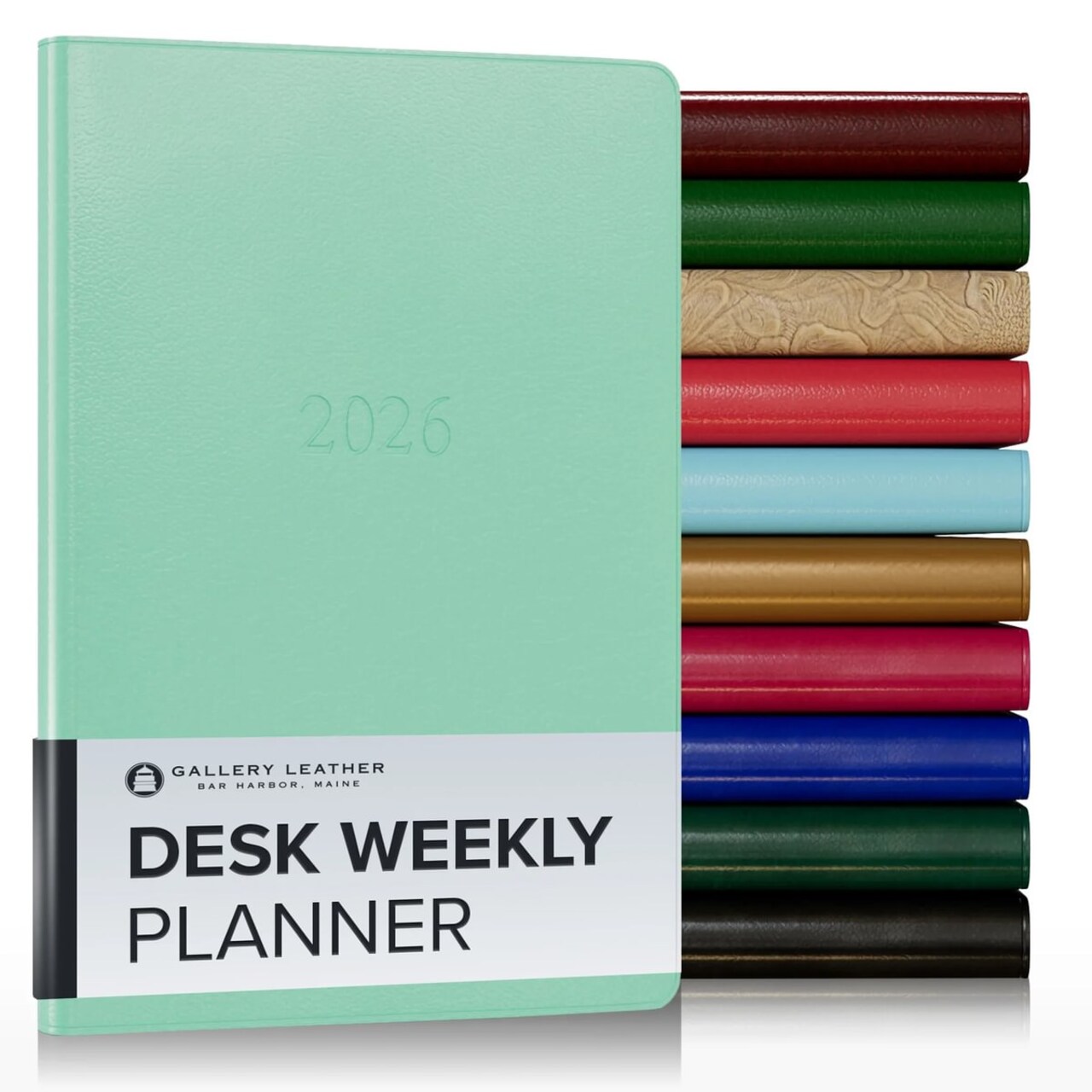 Gallery Leather Desk Weekly Planner 2026, Elegantly Bound Calendar Planner and Notebook with Stylish Gold-Gilded Page Edges, 12 Months - 8 x 5.5 "